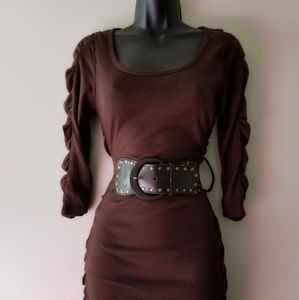 Sexy Brown Womens Casual Club Dress Size Small